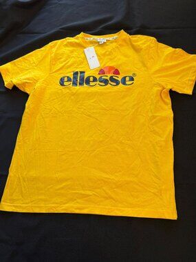 Ellesse Vintage Yellow Cotton Logo T-Shirt; Size XXL; New with tags